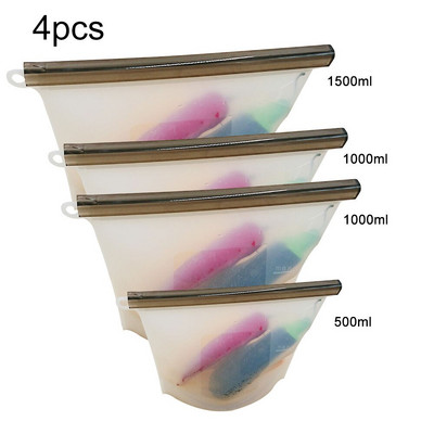 4 vnt. daugkartinio naudojimo užkandžių maišelis, kuriame nėra atliekų