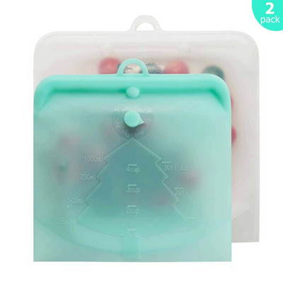 2 komada vrećica za pohranu hrane za višekratnu upotrebu Veliki srednji kombinirani set Nepropusni spremnici Silikonska vrećica za svježu hranu Voćni užina Sendviči