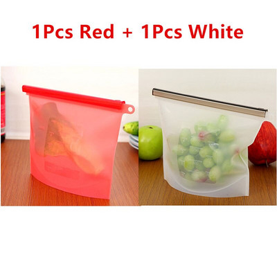 Силиконова чанта за многократна употреба, устойчива на висока температура, запечатана чанта, хладилник, фризер, микровълнова фурна, чанта за храна, 1000 мл