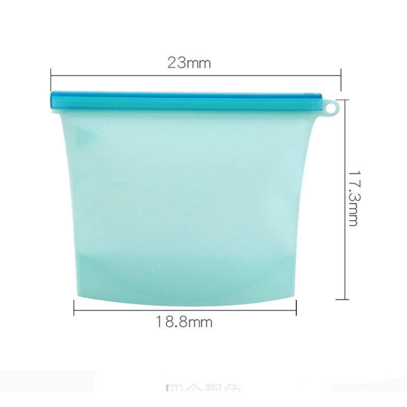 Силиконова чанта за многократна употреба, устойчива на висока температура, запечатана чанта, хладилник, фризер, микровълнова фурна, чанта за храна, 1000 мл