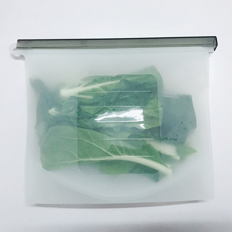 2 DB 1000ml+2DB 1500ML Újrafelhasználható szilikon cipzáras zacskók Szilikon élelmiszertáska Gyümölcshús Ziplock Konyhai szervező Élelmiszer friss táska