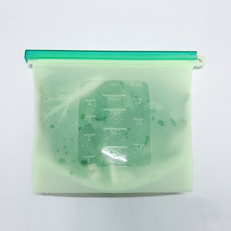 2 DB 1000ml+2DB 1500ML Újrafelhasználható szilikon cipzáras zacskók Szilikon élelmiszertáska Gyümölcshús Ziplock Konyhai szervező Élelmiszer friss táska