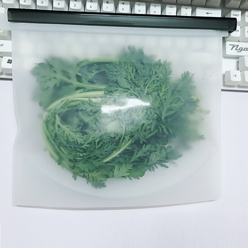2 DB 1000ml+2DB 1500ML Újrafelhasználható szilikon cipzáras zacskók Szilikon élelmiszertáska Gyümölcshús Ziplock Konyhai szervező Élelmiszer friss táska