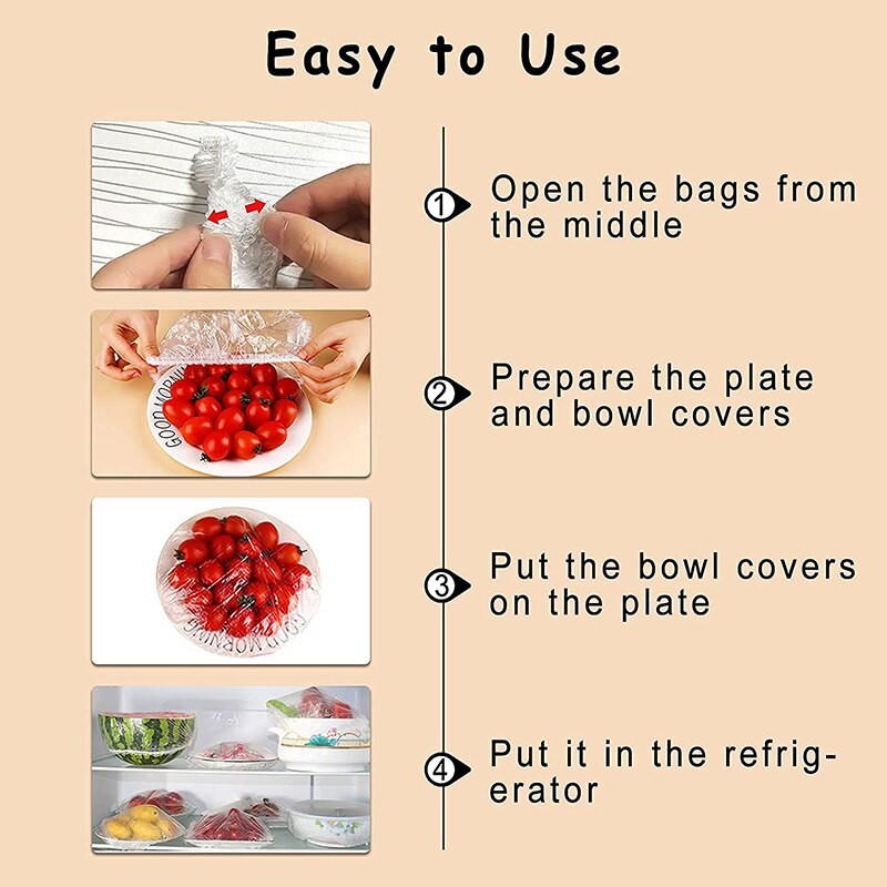 Daugkartinio naudojimo plastiko įvynioklis Šviežias laikymo maišeliai Elastingi PE maisto laikymo dangteliai Sandarinimas tamprus dubens dangčiai Virtuvės priedai Maisto įrankiai