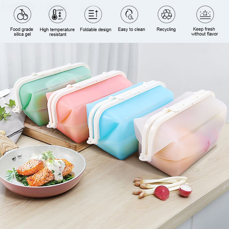 Az új szilikon frissentartó táska mikrohullámú sütőben melegítheti az ételt frissen tartó doboz hűtőszekrény szagtalanító tárolódoboz táska