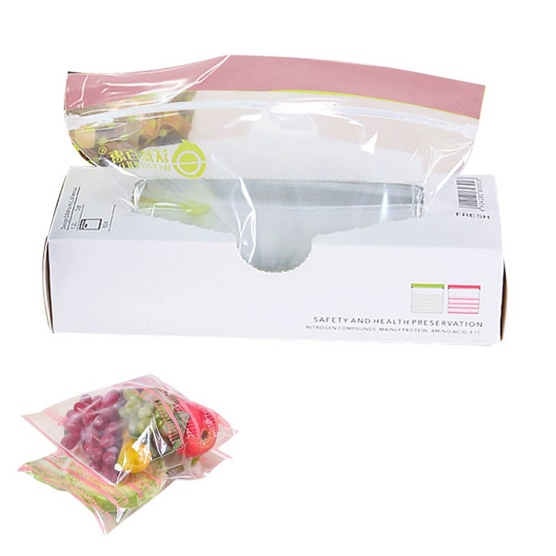 50 бр./чанта Затваряща се пластмасова обвивка с цип Свежи торбички Чанти за съхранение на храна Съхранение във фризер Органайзер за съхранение на закуски за пътуване