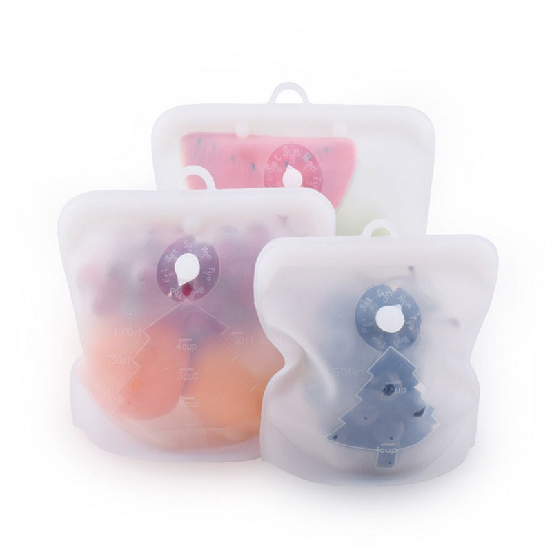 Силиконова чанта за храна Zero Waste Ziplock Fresh Sealed Bags Контейнер за съхранение на храна Многократна чанта за закуски Торба за сандвич със зеленчуци и плодове