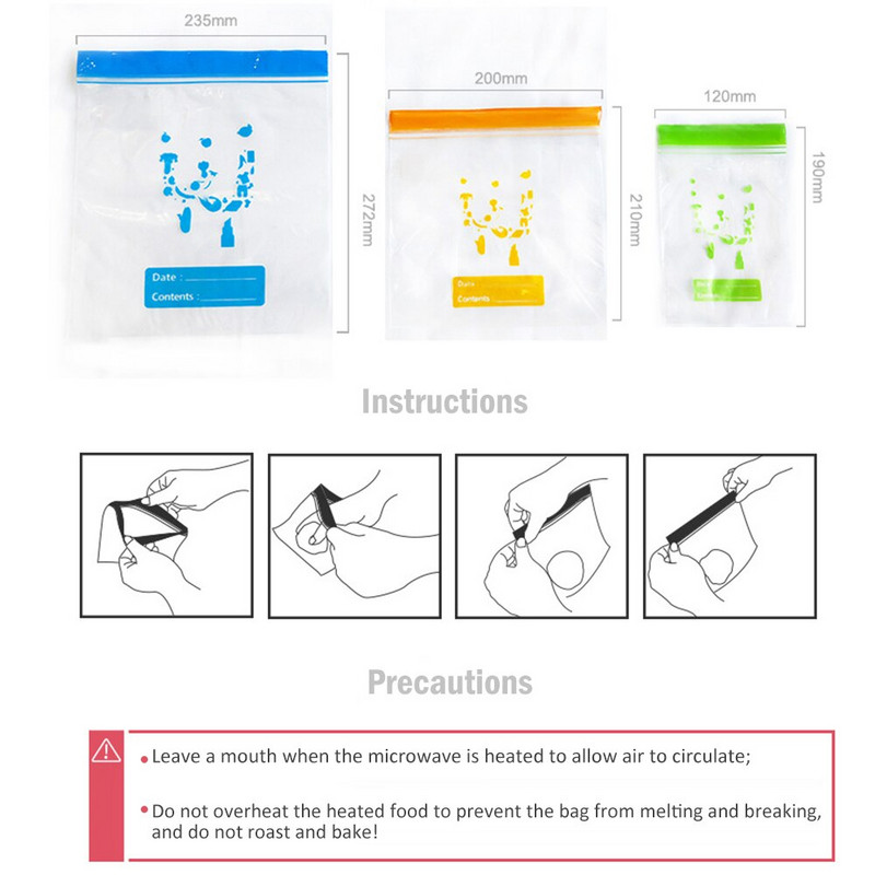 40 бр. Многократно използвани торбички за съхранение на свежест Замразяване Нагряване Торба за съхранение на опаковки за храна Универсални уплътнителни ленти Запечатани торбички Кухненски консумативи