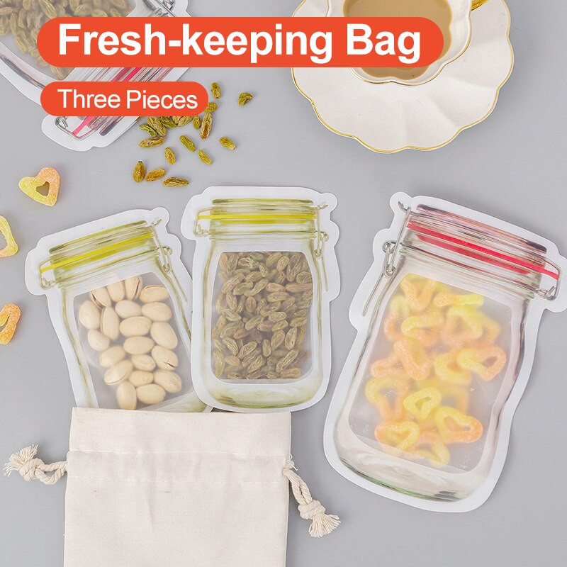 7 броя Бутилка Защита на свежестта Опаковка Чанта с цип Чанта за съхранение на храна Бисквита Снек