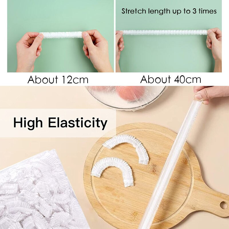 100 бр. Еднократно покритие за торба за храна Найлонова опаковка Найлонова торбичка Кухненски хладилник Свеж капак Прахоустойчив капак за храна