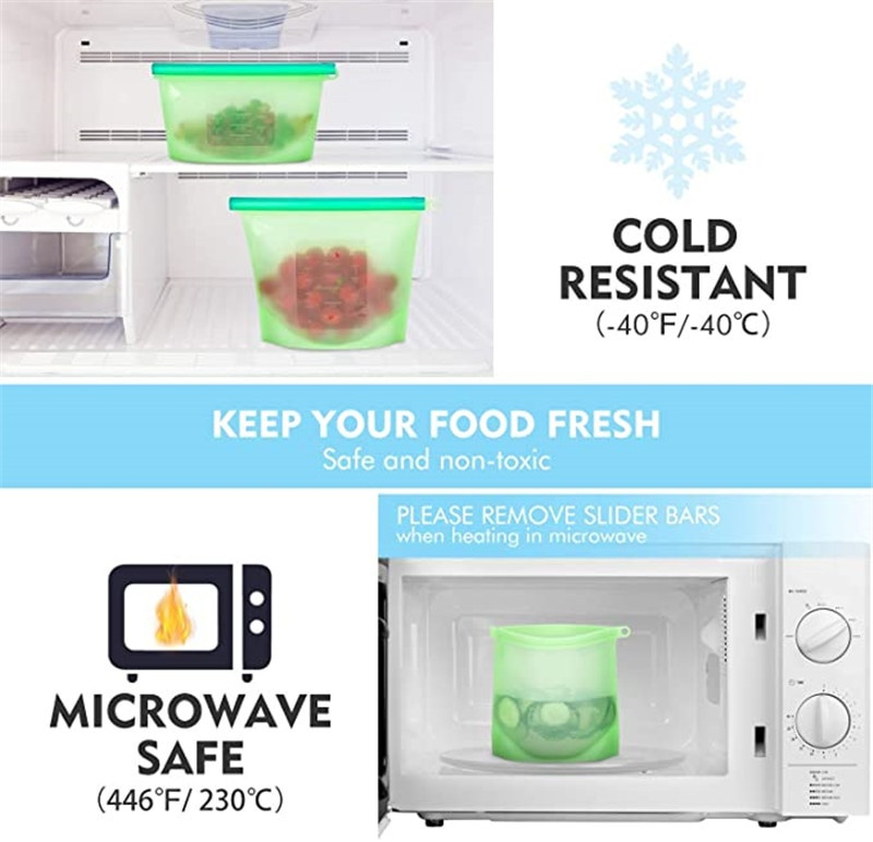 Silikoniniai maišeliai Daugkartinis silikoninis maisto maišelis, sandarus sandarus maisto konservavimo maišelis, skirtas daržovėms, skysčiams, užkandžiams, mėsai