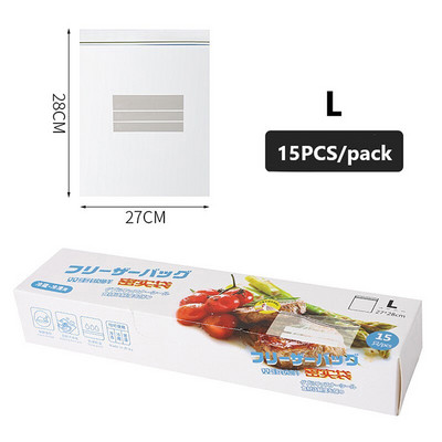 10 db PVC frissen tartó táska zöldség-gyümölcs tároláshoz fagyasztás tartósítás, cipzárral lezárt zacskók konyhai élelmiszer-szervezési eszközök