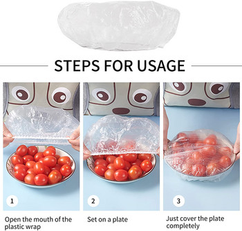 Κάλυμμα φαγητού μιας χρήσης Πλαστική μεμβράνη ελαστικά καπάκια για φρούτα λαχανικά Μπολ Κύπελλα Καπάκια Αποθήκευση Κουζίνα Fresh Keeping Saver Bag