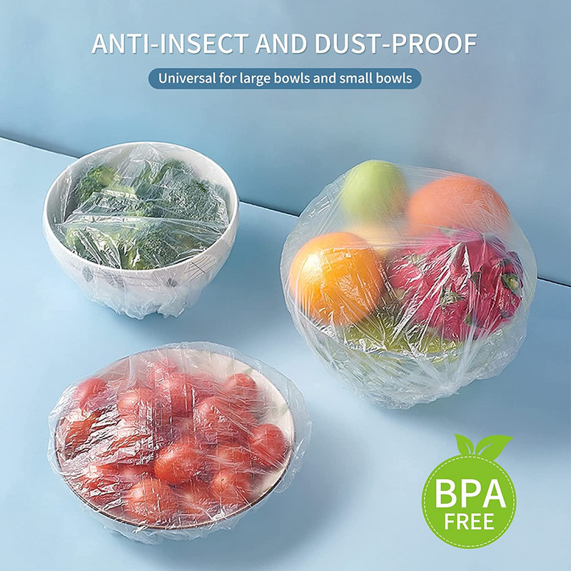 Покривало за храна за еднократна употреба Пластмасова обвивка Еластични капаци За плодове Зеленчуци Купи Чаши Капачки Съхранение Кухненска торбичка за съхранение на свежест