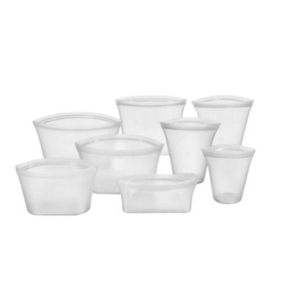 8 bucăți pungi din silicon pentru depozitarea alimentelor, reutilizabile, în picioare, cu fermoar, containere rezistente la scurgeri, pungă proaspătă, pentru depozitarea alimentelor, pungă proaspătă cu fermoar.