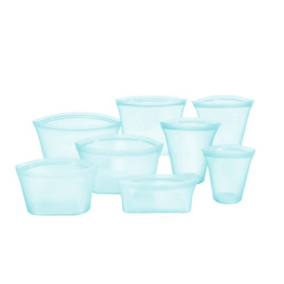 8 bucăți pungi din silicon pentru depozitarea alimentelor, reutilizabile, în picioare, cu fermoar, containere rezistente la scurgeri, pungă proaspătă, pentru depozitarea alimentelor, pungă proaspătă cu fermoar.