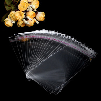 100 τμχ Πλαστικό παχύ διαφανές διαφανές OPP Αυτοκόλλητη τσάντα σφράγισης επανασφραγιζόμενες πολυτσάντες Κάρτες μπισκότων αρτοποιίας Δώρο κατασκευή τσάντα OPP