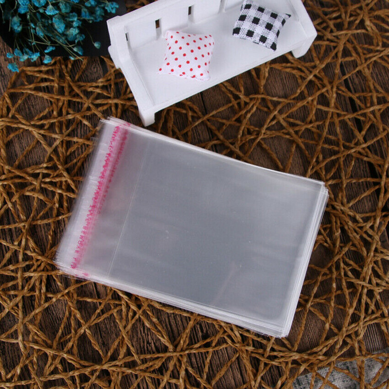 100 bucăți din plastic gros, transparent, transparent, OPP, pungi autoadezive, pungi resigilate din polietilene.