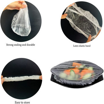 50/100 τμχ Fresh Keeping Bags επαναχρησιμοποιούμενα Ελαστικά καλύμματα αποθήκευσης τροφίμων Πλαστικά σφραγιστικά ελαστικά ελαστικά καπάκια μπολ Κουζίνα γενικής χρήσης