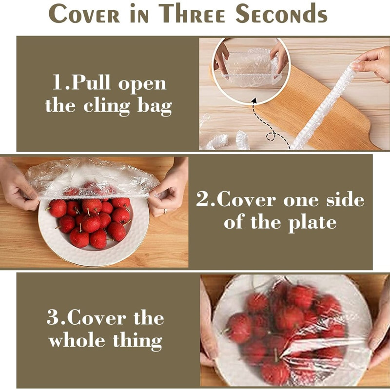 50/100 бр. Чанти за прясно съхранение Еластични капаци за съхранение на храна за многократна употреба Пластмасови уплътнителни еластични еластични капаци за купи Универсална кухня