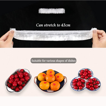 100 τμχ Τσάντα φρεσκάδας μίας χρήσης Ψυγείο Τροφίμων Αδιάβροχα Καπάκια με πλαστικό περιτύλιγμα Κάλυμμα για μπωλ φρούτων Αποθήκευση Φρέσκια διατήρηση
