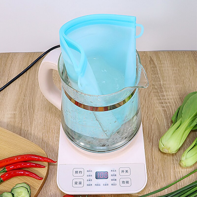 Szilikon élelmiszer-szivárgásmentes tárolótáska, újrafelhasználható fagyasztó, zárható cipzáras táska álló cipzáras konténer Keresztes ízű konyhai tartozék