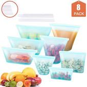 Silikoninis maisto užtrauktuko maišelis, nepralaidus talpyklai, daugkartinio naudojimo šviežiai laikomas maišelis puodelis Šviežias maišelis su užtrauktuku užraktas maisto laikymo maišelis šviežias įvyniojimas