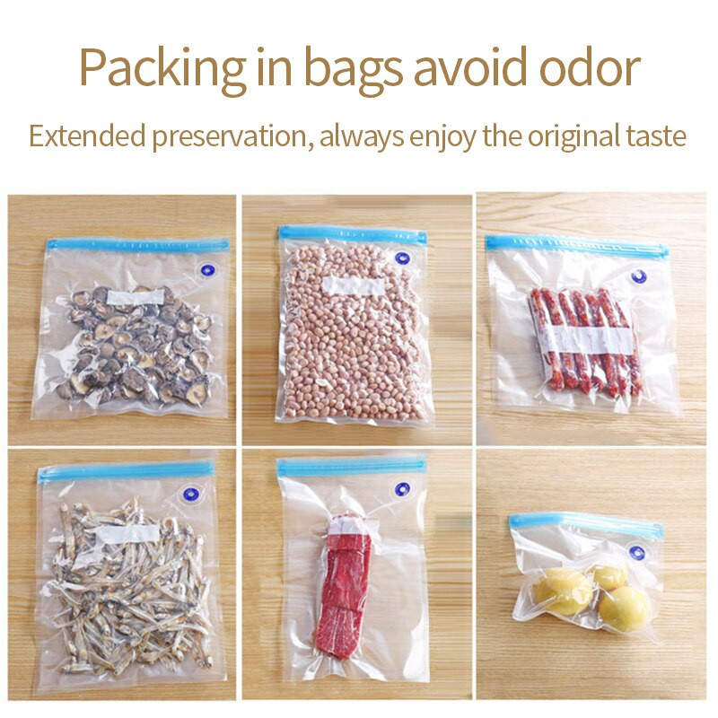 2 bucăți pungi reutilizabile pentru vid pentru alimente Păstrați proaspete pentru economisirea alimentelor, pungi de ambalare în vid, pungi de etanșare, pungi de depozitare pentru bucătărie, pungi cu fermoar.