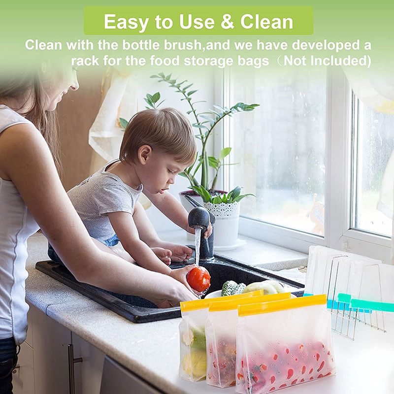 1 bucă pungă de depozitare a alimentelor din silicon, reutilizabilă, cu fermoar în sus, containere rezistente la scurgeri, pungă proaspătă de bucătărie, pungă proaspătă cu fermoar.