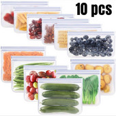 10 vnt virtuvės silikono laikymo maišeliai Daugkartiniai nepralaidūs konteineriai kvapui nepralaidūs užtrauktuku maišelis šviežiai įvyniojamas virtuvės įsilaužimo organizavimas