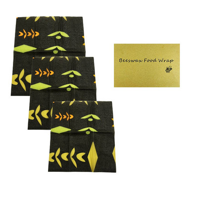 3Pack mesilasvahast ümbris Keskkonnasõbralik köögimähis, orgaaniline looduslik mesilasvaha korduvkasutatav segamustriga mesilasvaha toidupakendid