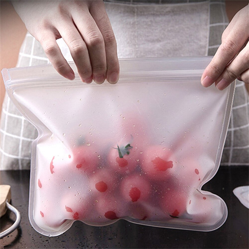 Szilikon élelmiszertároló edények Szivárgásmentes péksütemény táska Ziplock Fresh Bag Újrafelhasználható hűtőszekrény Tároló Szervező Élelmiszertáska Friss csomagolás