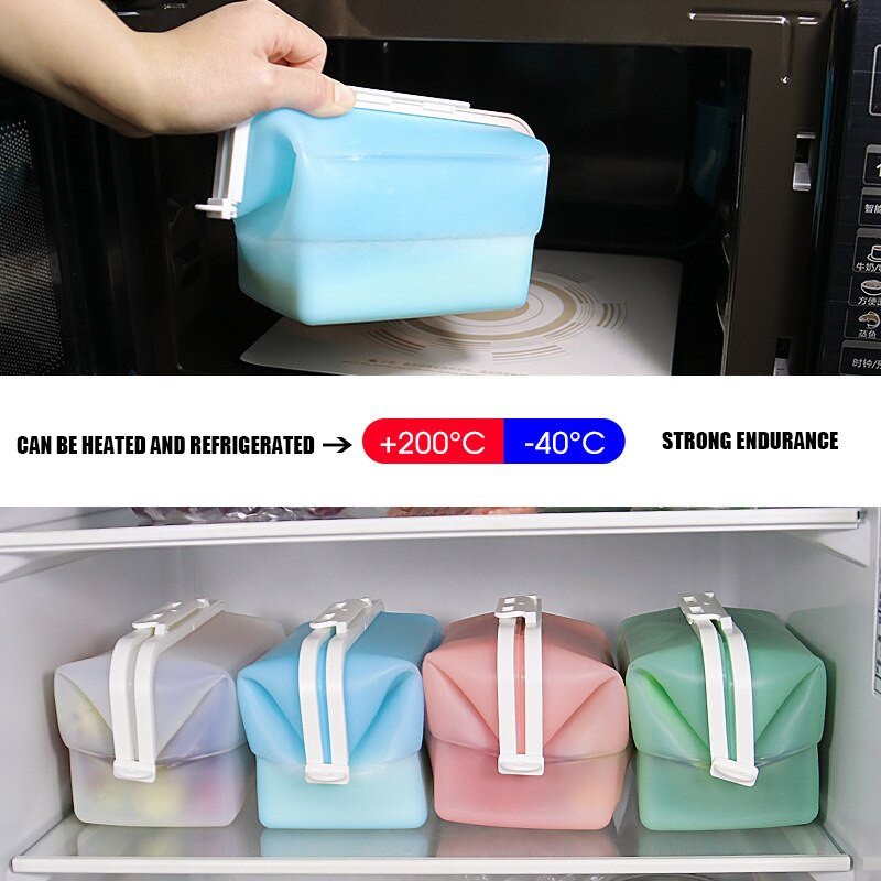 Cutie reutilizabilă de depozitare a alimentelor din silicon, pentru păstrarea în stare proaspătă a fructelor, tocătoarea pentru legume, sac pliabil pentru depozitare, frigider, încălzire cu microunde