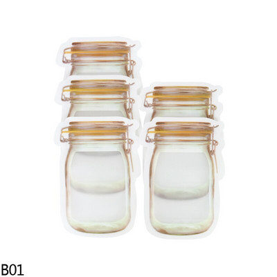 5/10 vnt Mason Jar Buteliai Daugkartinio naudojimo sandariklis Maisto taupymo maišelis Vandeniui atsparus šviežio maisto užtrauktukas Pakuotė su užtrauktuku maišelis virtuvės organizatorius