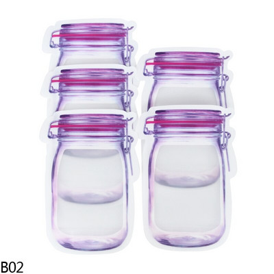 5/10 vnt Mason Jar Buteliai Daugkartinio naudojimo sandariklis Maisto taupymo maišelis Vandeniui atsparus šviežio maisto užtrauktukas Pakuotė su užtrauktuku maišelis virtuvės organizatorius