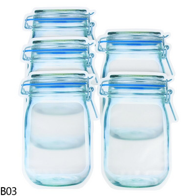 5/10 vnt Mason Jar Buteliai Daugkartinio naudojimo sandariklis Maisto taupymo maišelis Vandeniui atsparus šviežio maisto užtrauktukas Pakuotė su užtrauktuku maišelis virtuvės organizatorius