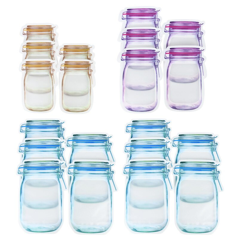 5/10 vnt Mason Jar Buteliai Daugkartinio naudojimo sandariklis Maisto taupymo maišelis Vandeniui atsparus šviežio maisto užtrauktukas Pakuotė su užtrauktuku maišelis virtuvės organizatorius