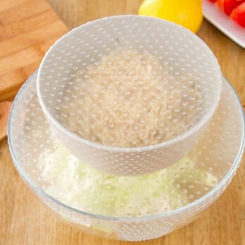 4 τεμάχια σιλικόνης φιλικά προς το περιβάλλον ελαστικά καπάκια Keep Fresh Food Bowl Bowl Κάλυμμα πιάτων Επαναχρησιμοποιήσιμη αποθήκευση τροφίμων Pat Εργαλεία κουζίνας