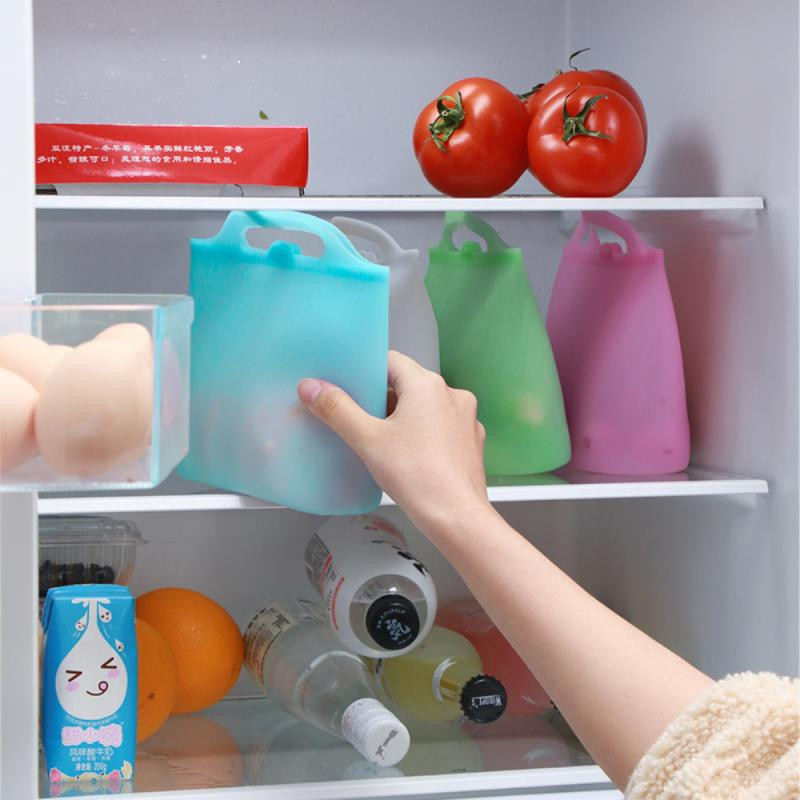 Silikoninis maisto maišelis Matinis PEVA silikoninis maisto šviežias maišelis Daugkartinis šaldiklio maišelis Užtrauktukas Nelaidus viršutinis vaisių maišelis Virtuvės įrankis