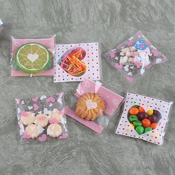 Τσάντα συσκευασίας μπισκότων 100 τμχ Πλαστικές τσάντες καραμέλας μπισκότα σνακ Αυτοκόλλητες τσάντες δώρου για πάρτι γενεθλίων γάμου στο σπίτι