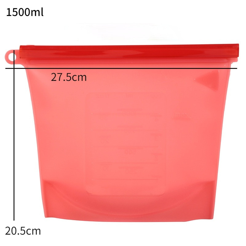 Silikagelio šviežumo apsaugos pakuotė 500 ml 1000 ml 1500 ml maisto subpakavimo užtrauktukas maišelis Šaldytų maisto produktų laikymo silikoninis maišelis