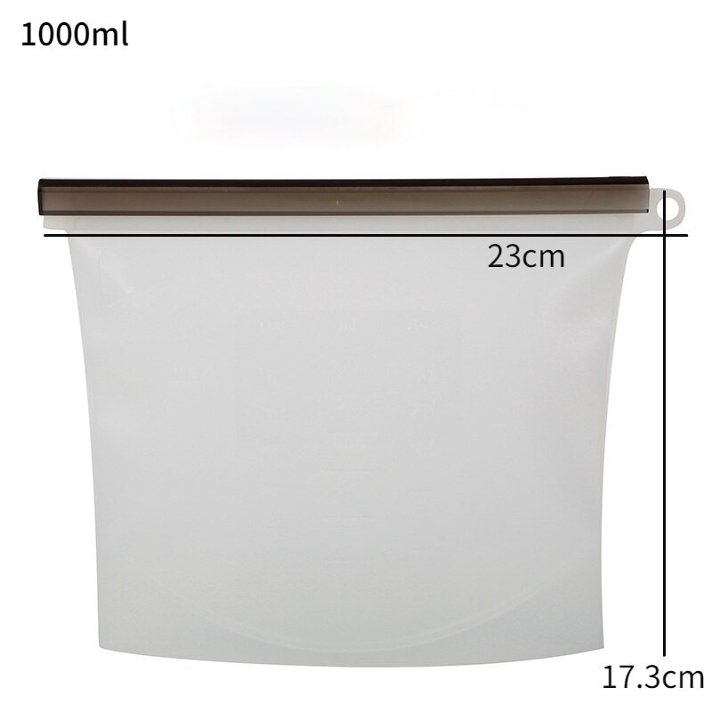 Silikagelio šviežumo apsaugos pakuotė 500 ml 1000 ml 1500 ml maisto subpakavimo užtrauktukas maišelis Šaldytų maisto produktų laikymo silikoninis maišelis