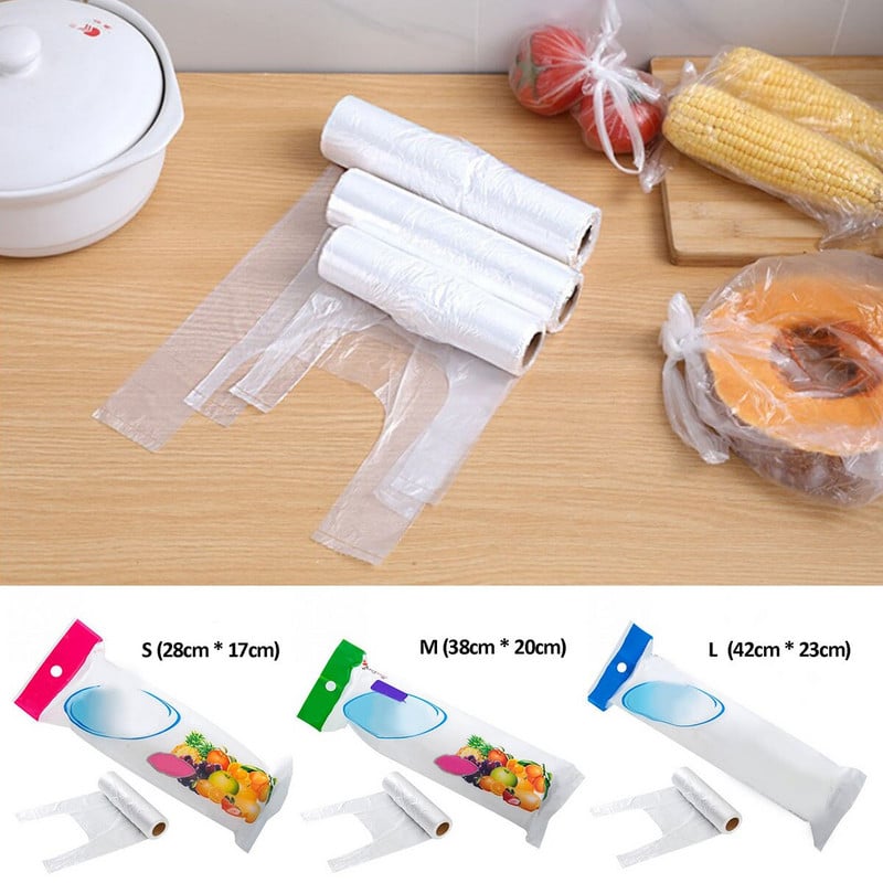 100 vnt permatomo ritinio šviežiai laikomi plastikiniai vakuuminio maisto taupymo maišelio maišeliai 3 dydžių maisto laikymo maišeliai su rankena Laikyti šviežią maišelį