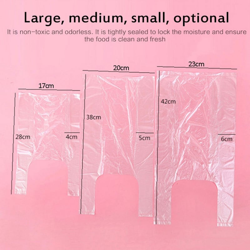 100 vnt permatomo ritinio šviežiai laikomi plastikiniai vakuuminio maisto taupymo maišelio maišeliai 3 dydžių maisto laikymo maišeliai su rankena Laikyti šviežią maišelį