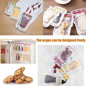 BOZZH Επαναχρησιμοποιήσιμες φιάλες Mason Jar Τσάντες Διαφανής τσάντα με φερμουάρ Τσάντα αποθήκευσης φρέσκων τροφίμων Εργαλείο οργάνωσης κουζίνας