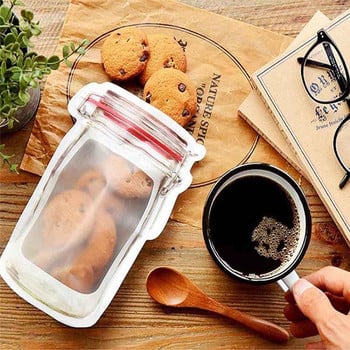 BOZZH Επαναχρησιμοποιήσιμες φιάλες Mason Jar Τσάντες Διαφανής τσάντα με φερμουάρ Τσάντα αποθήκευσης φρέσκων τροφίμων Εργαλείο οργάνωσης κουζίνας