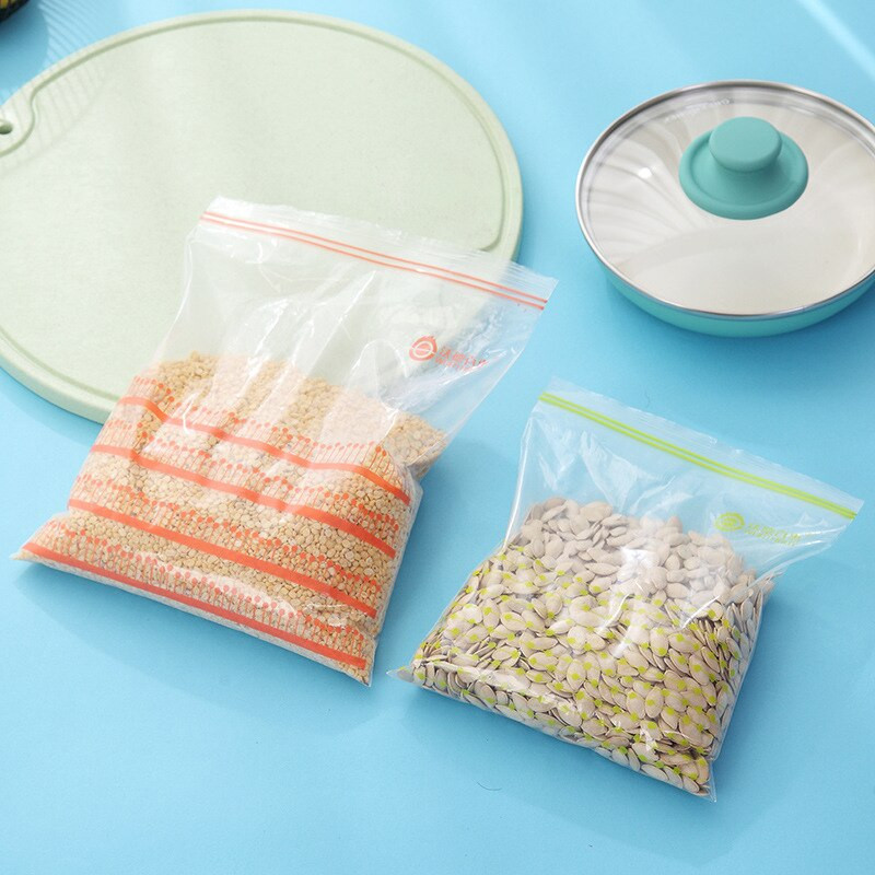 50 bucăți/lot Folie din plastic reînchidebilă Fermoar Saci proaspete Frigider Congelare Pungi de depozitare a alimentelor Conservare Organizator de gustări de călătorie