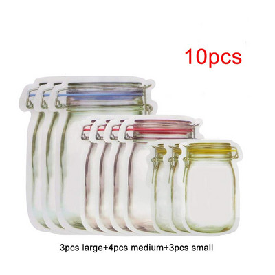 Mason Jar formos laikymo maišeliai Sausainiai Užkandžiai Saldainių krepšelis Šviežias užtrauktukas Maisto laikymo maišelis Pakartotinis stovėjimas