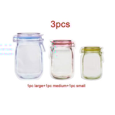 Mason Jar formos laikymo maišeliai Sausainiai Užkandžiai Saldainių krepšelis Šviežias užtrauktukas Maisto laikymo maišelis Pakartotinis stovėjimas