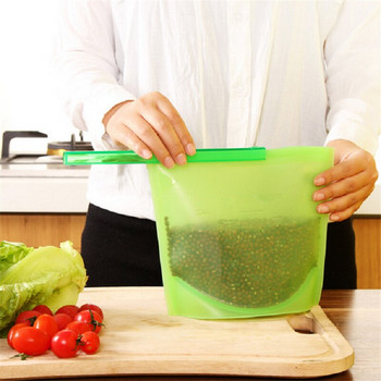 4 τμχ επαναχρησιμοποιήσιμες τσάντες αποθήκευσης σιλικόνης τροφίμων Τσάντα δοχείου συντήρησης ψυγείου κουζίνας για υγρό λαχανικών κρεάτων